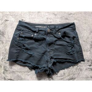 American Eagle Stretch Distressed Cut Off Shorts Women's Size 6 Black